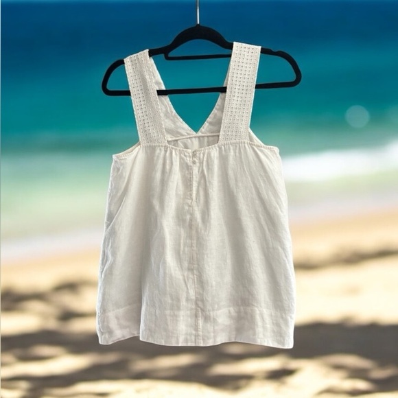 J. Crew White Sleeveless Linen Tank Top. - Picture 4 of 6
